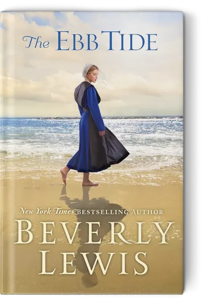 Amish woman walking barefoot on a beach
