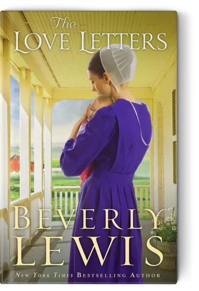 Amish woman holding a baby on the front porch